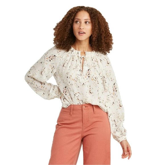 a new day Tops - A New Day Long Sleeve Blouse Tie Neck Abstract Pattern Size Medium